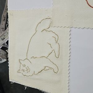 Handmade machine embroidery cat patch